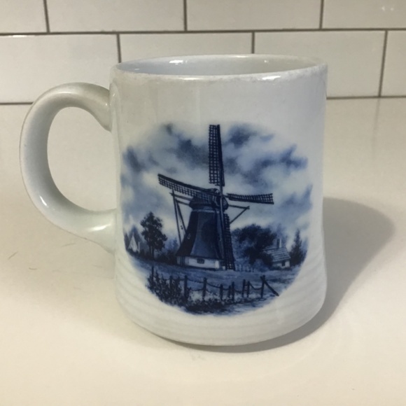 Vintage Delft Blue Blauw Windmill Hand Painted Coffee Tea Mug - Picture 2 of 6